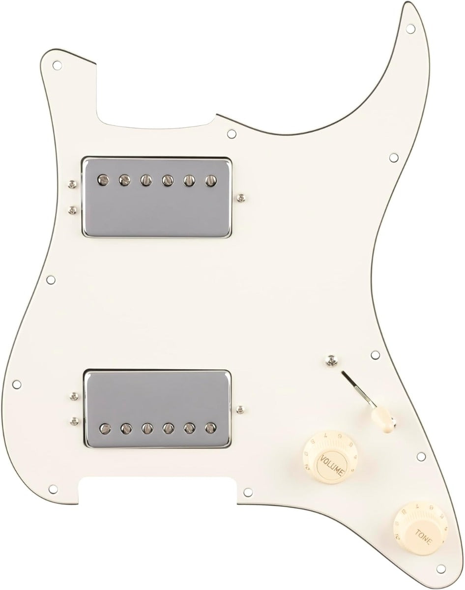 Fender Pre-Wired Strat Pickguard, Quadra Tap HH Humbuckers, Parchment