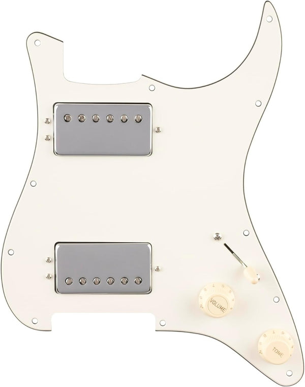 Fender Pre-Wired Strat Pickguard, Quadra Tap HH Humbuckers, Parchment