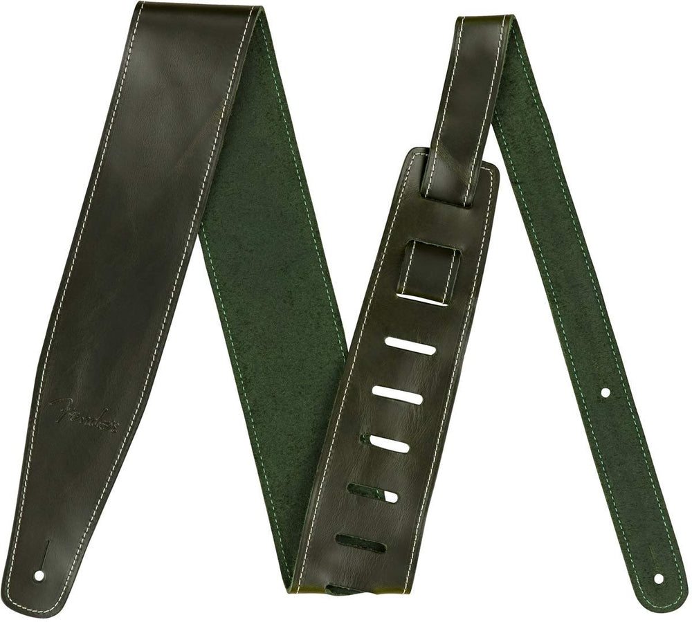Genuine Fender 2.5" Broken-In Leather Guitar Strap - Green - 099-0641-062