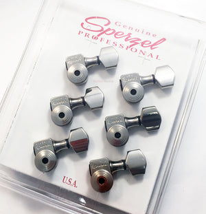 Sperzel 6-In-Line Trimlok Locking Guitar Tuners Staggered Tuning Pegs - NICKEL