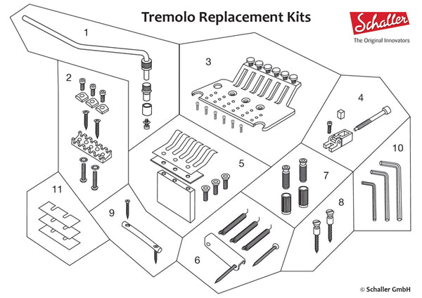 Schaller Germany Floyd Rose Tremolo Kit - Chrome with 32mm Block, R2 Nut