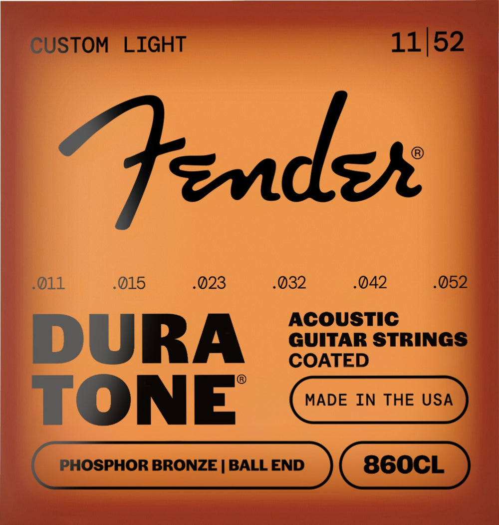 Fender 860CL Phosphor Bronze DuraTone Acoustic Guitar Strings CUSTOM LIGHT 11-52