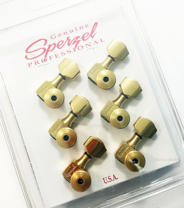 Sperzel 6-In-Line Trimlok Locking Guitar Tuners Staggered Pegs - GOLD PLATED