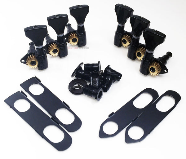 Hipshot BLACK 3+3 Classic Open-Gear Machines 3x3 Tuners w/ UMP for PRS Guitars