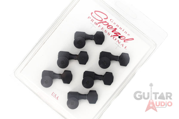 Sperzel 6-In-Line Trimlok Locking Guitar Tuners Staggered Tuning Pegs - BLACK