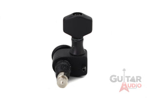 Sperzel 6-In-Line Trimlok Locking Guitar Tuners Staggered Tuning Pegs - BLACK