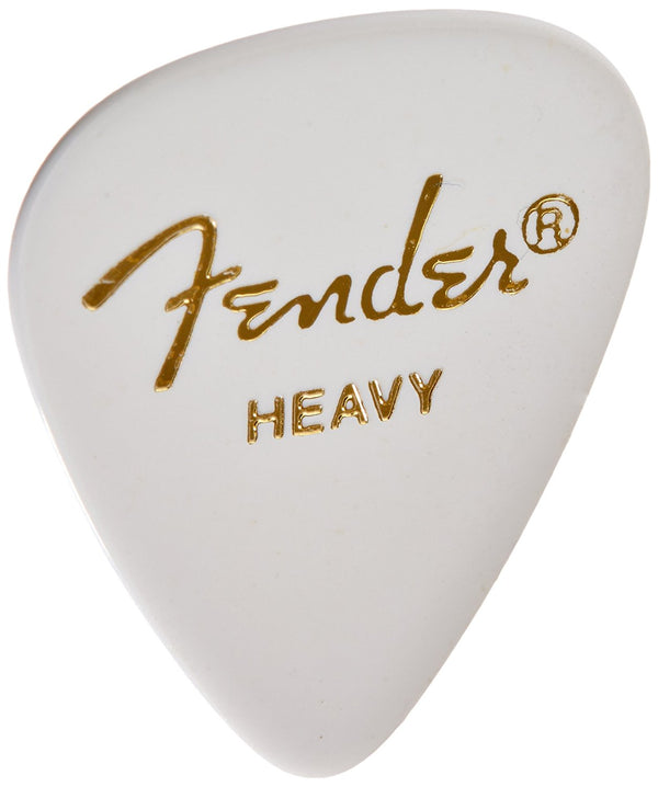 Fender 351 Classic Celluloid Guitar Picks - WHITE, HEAVY - 12-Pack (1 Dozen)