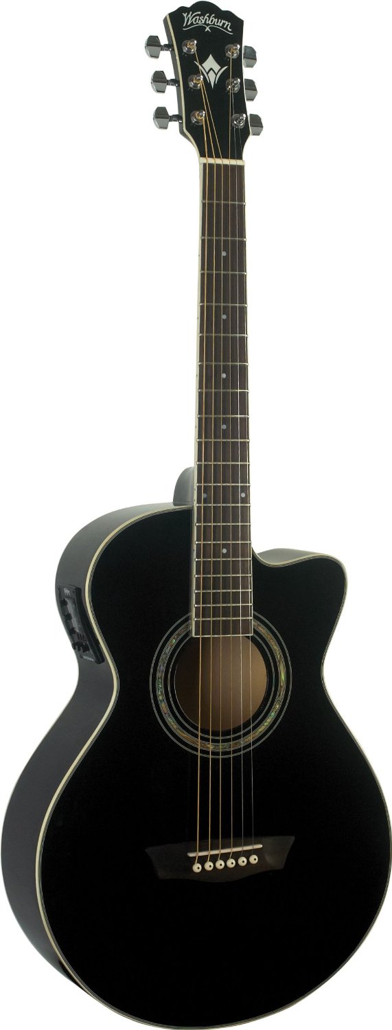 Wahsburn Festival EA10B Petite Jumbo Cutaway Acoustic-Electric Guitar - BLACK