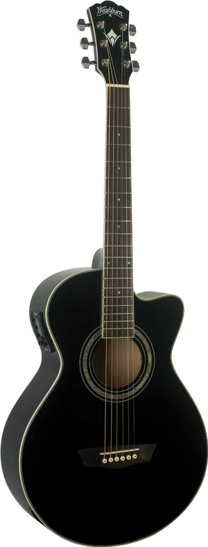 Wahsburn Festival EA10B Petite Jumbo Cutaway Acoustic-Electric Guitar - BLACK