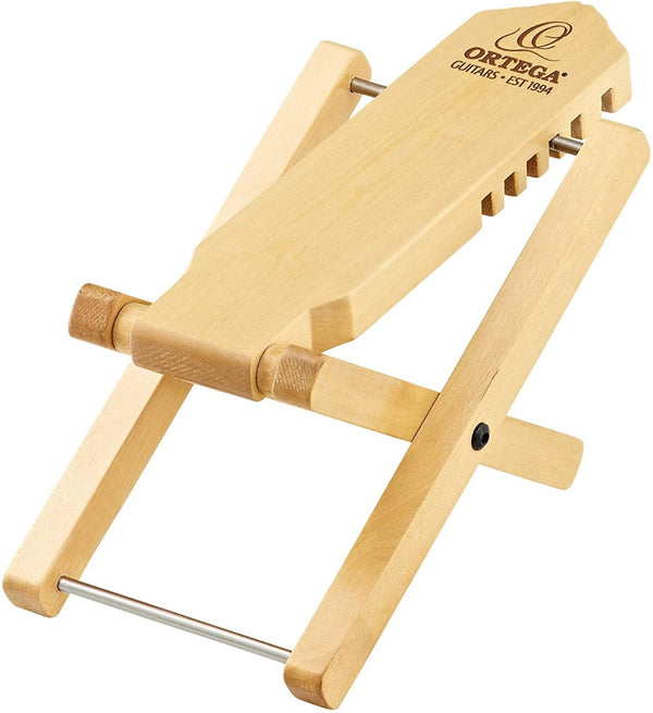 Ortega Guitars Adjustable Wooden Foot Stool, Natural