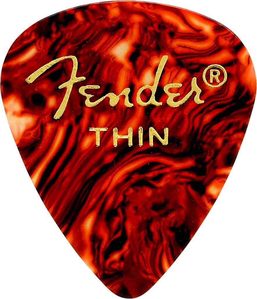 Fender 451 Classic Celluloid Guitar Picks, SHELL - THIN, 12-Pack (Dozen)
