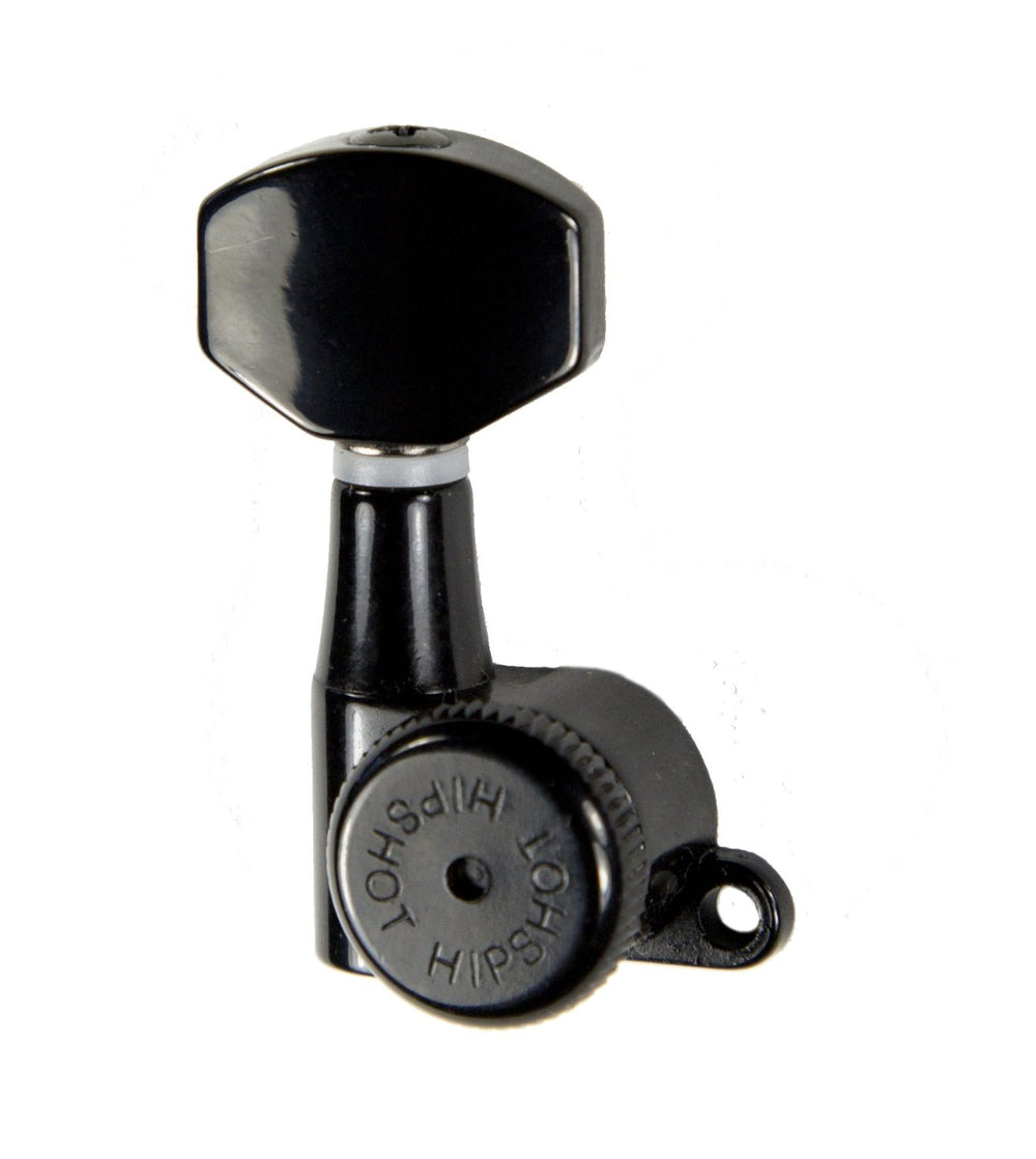 Hipshot BLACK 6-InLine Grip-Lock Non-Staggered Closed Guitar Tuners with UMP Kit