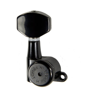 Hipshot BLACK 6-InLine Grip-Lock Non-Staggered Closed Guitar Tuners with UMP Kit