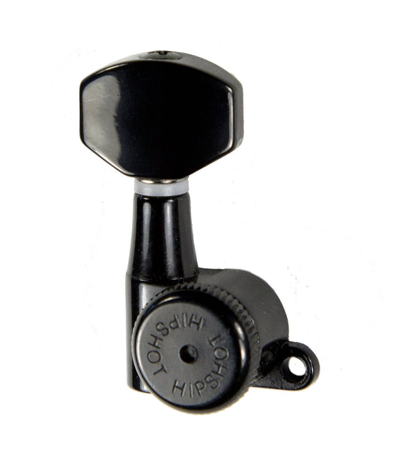 Hipshot BLACK 6-InLine Grip-Lock Non-Staggered Closed Guitar Tuners with UMP Kit