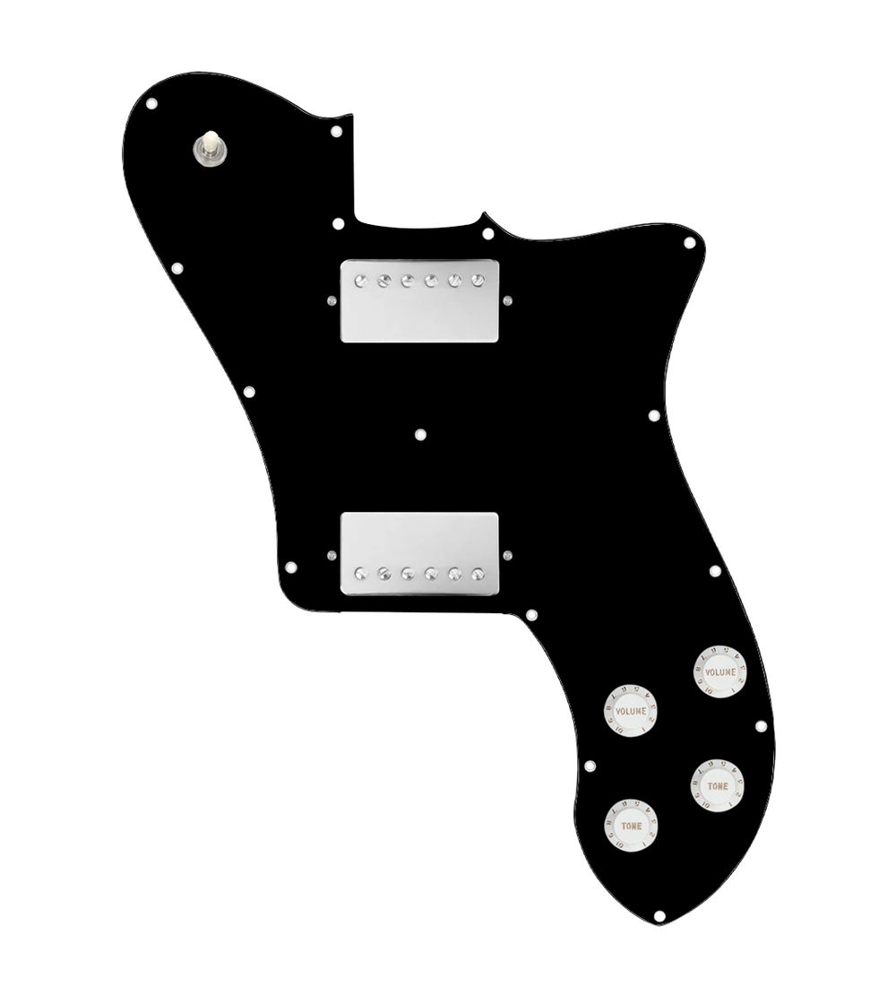 920D Custom 72 Deluxe Tele Loaded Pickguard With Nickel Cool Kids Humbuckers, White Knobs, and Black Pickguard