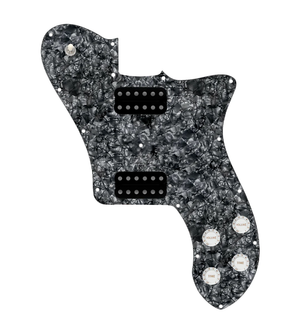 920D Custom 72 Deluxe Tele Loaded Pickguard With Uncovered Cool Kids Humbuckers, White Knobs, and Black Pearl Pickguard