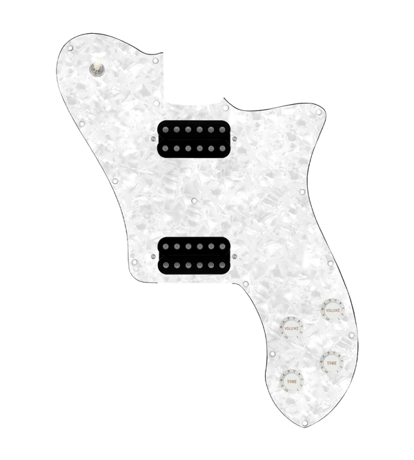 920D Custom 72 Deluxe Tele Loaded Pickguard With Uncovered Cool Kids Humbuckers, White Knobs, and White Pearl Pickguard