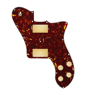 920D Custom 72 Deluxe Tele Loaded Pickguard With Gold Roughneck Humbuckers, Aged White Knobs, and Tortoise Pickguard