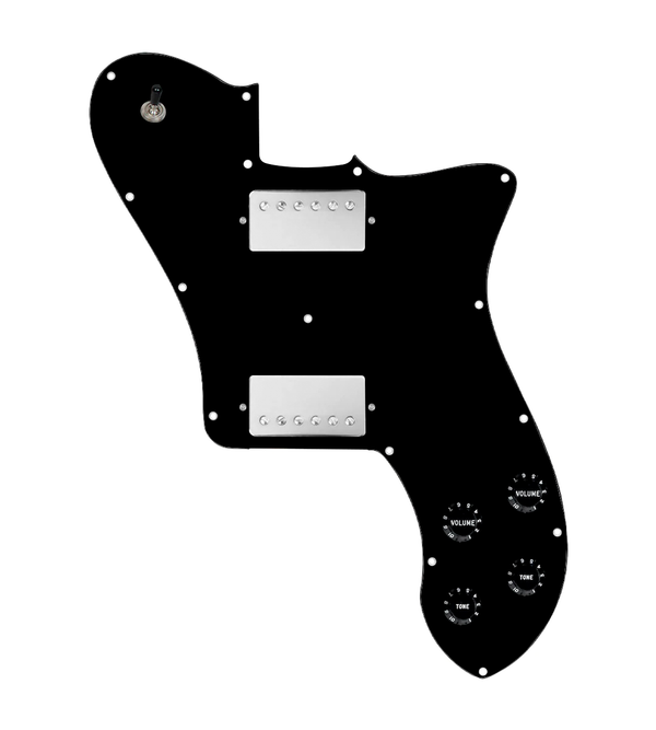 920D Custom 72 Deluxe Tele Loaded Pickguard With Nickel Roughneck Humbuckers, Black Knobs, and Black Pickguard