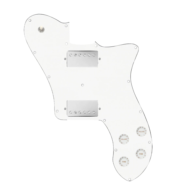 920D Custom 72 Deluxe Tele Loaded Pickguard With Nickel Roughneck Humbuckers, White Knobs, and White Pickguard