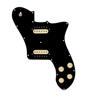 920D Custom 72 Deluxe Tele Loaded Pickguard With Uncovered Roughneck Humbuckers, Black Knobs, and Black Pickguard