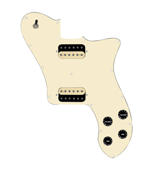 920D Custom 72 Deluxe Tele Loaded Pickguard With Uncovered Roughneck Humbuckers, Black Knobs, and Aged White Pickguard
