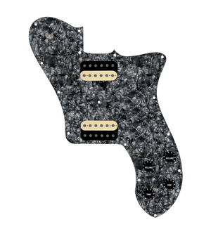 920D Custom 72 Deluxe Tele Loaded Pickguard With Uncovered Roughneck Humbuckers, Black Knobs, and Black Pearl Pickguard