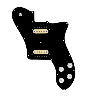 920D Custom 72 Deluxe Tele Loaded Pickguard With Uncovered Roughneck Humbuckers, White Knobs, and Black Pickguard