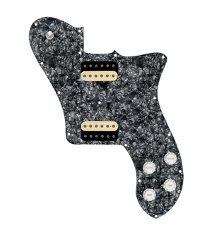 920D Custom 72 Deluxe Tele Loaded Pickguard With Uncovered Roughneck Humbuckers, White Knobs, and Black Pearl Pickguard