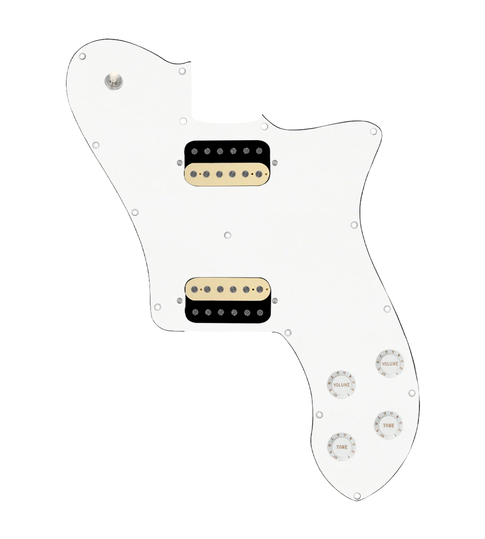 920D Custom 72 Deluxe Tele Loaded Pickguard With Uncovered Roughneck Humbuckers, White Knobs, and White Pickguard