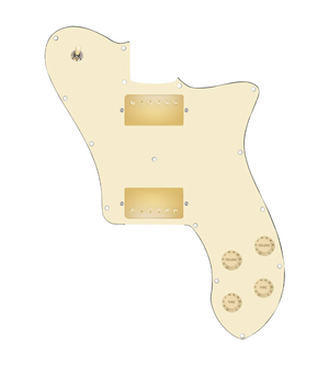 920D Custom 72 Deluxe Tele Loaded Pickguard With Gold Smoothie Humbuckers, Aged White Knobs, and Aged White Pickguard