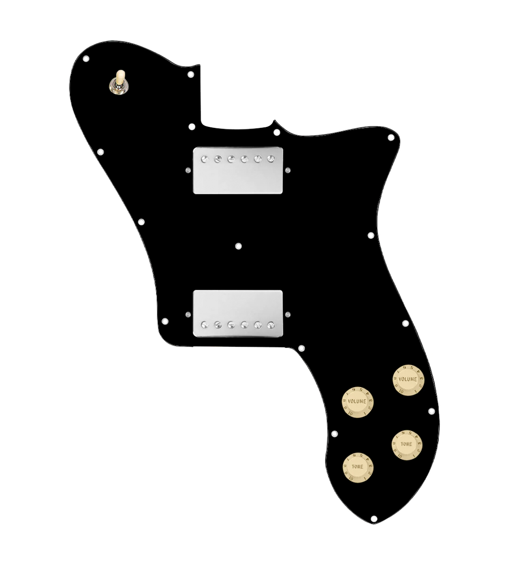 920D Custom 72 Deluxe Tele Loaded Pickguard With Nickel Smoothie Humbuckers, Aged White Knobs, and Black Pickguard