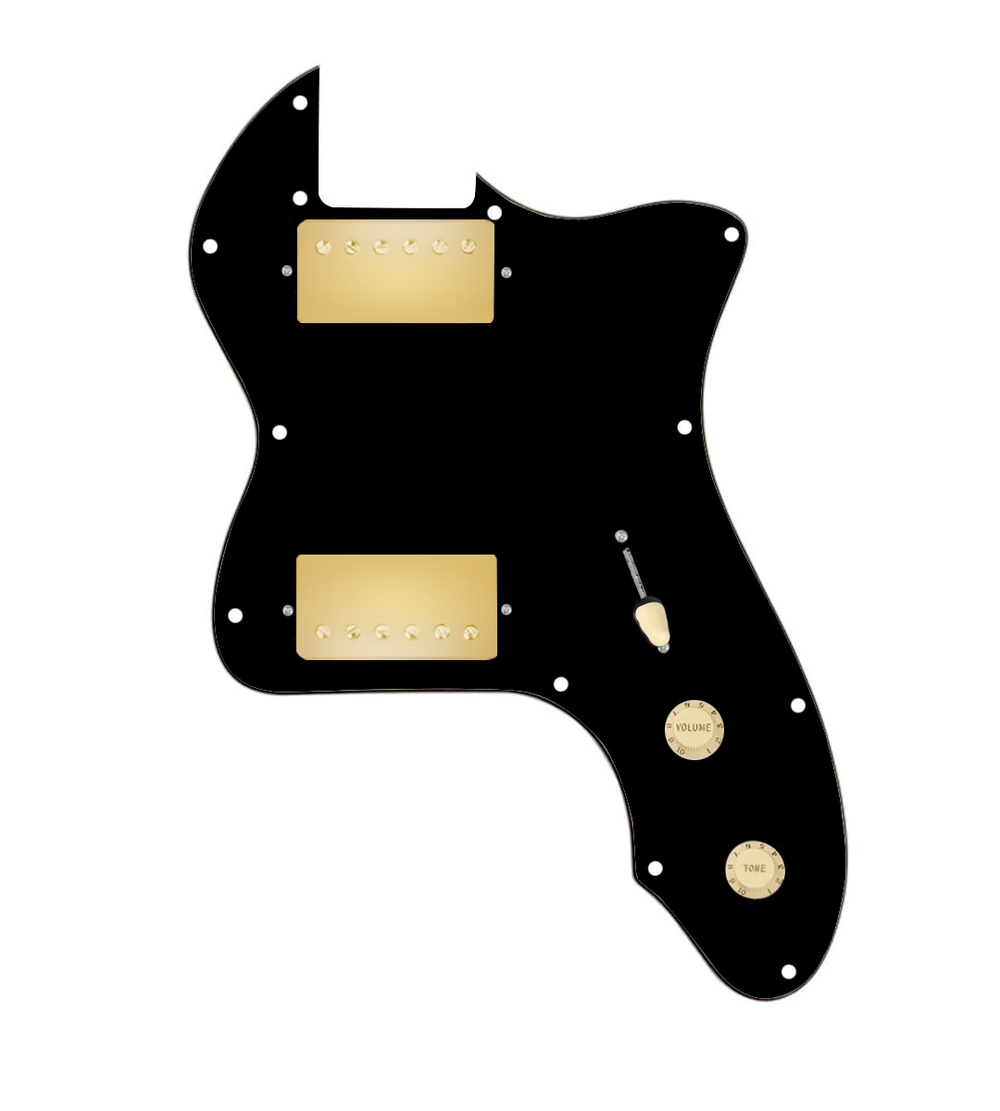 920D Custom 72 Thinline Tele Loaded Pickguard With Gold Cool Kids Humbuckers, Aged White Knobs, and Black Pickguard