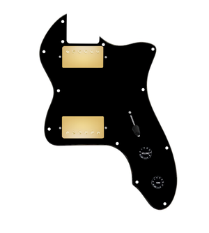920D Custom 72 Thinline Tele Loaded Pickguard With Gold Cool Kids Humbuckers, Black Knobs, and Black Pickguard