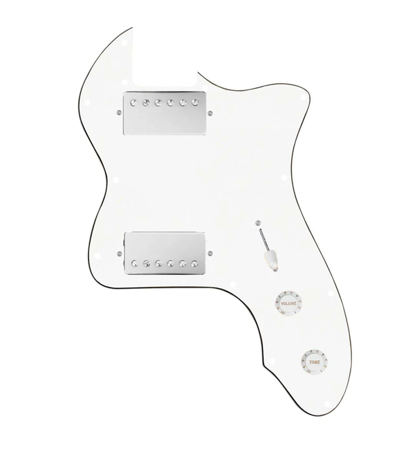 920D Custom 72 Thinline Tele Loaded Pickguard With Nickel Cool Kids Humbuckers, White Knobs, and White Pickguard