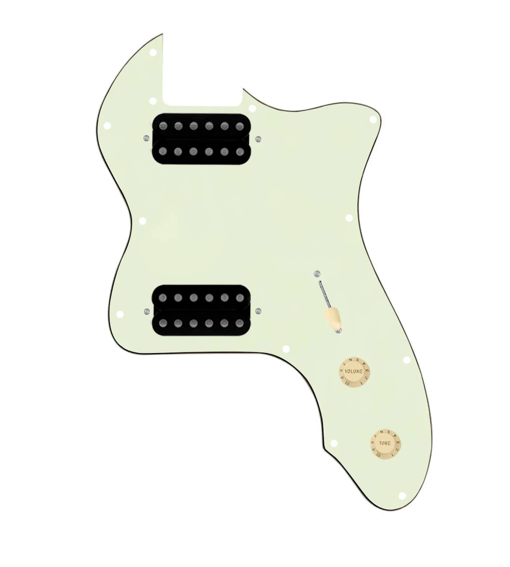 920D Custom 72 Thinline Tele Loaded Pickguard With Uncovered Cool Kids Humbuckers, Aged White Knobs, and Mint Green Pickguard