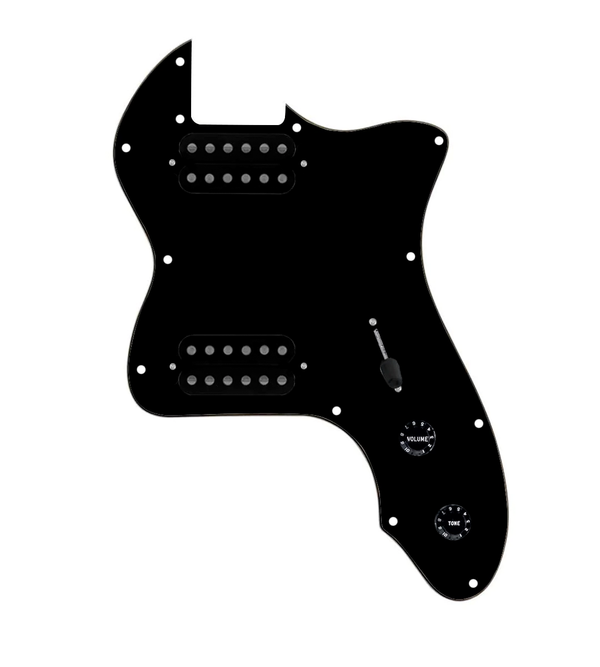 920D Custom 72 Thinline Tele Loaded Pickguard With Uncovered Cool Kids Humbuckers, Black Knobs, and Black Pickguard