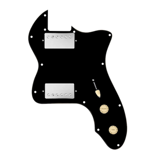 920D Custom 72 Thinline Tele Loaded Pickguard With Nickel Roughneck Humbuckers, Aged White Knobs, and Black Pickguard