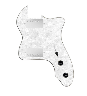 920D Custom 72 Thinline Tele Loaded Pickguard With Nickel Roughneck Humbuckers, Black Knobs, and White Pearl Pickguard