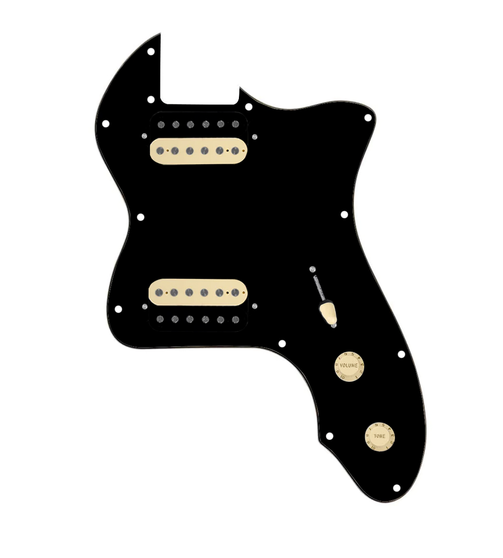 920D Custom 72 Thinline Tele Loaded Pickguard With Uncovered Roughneck Humbuckers, Aged White Knobs, and Black Pickguard