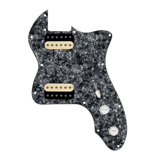 920D Custom 72 Thinline Tele Loaded Pickguard With Uncovered Roughneck Humbuckers, White Knobs, and Black Pearl Pickguard