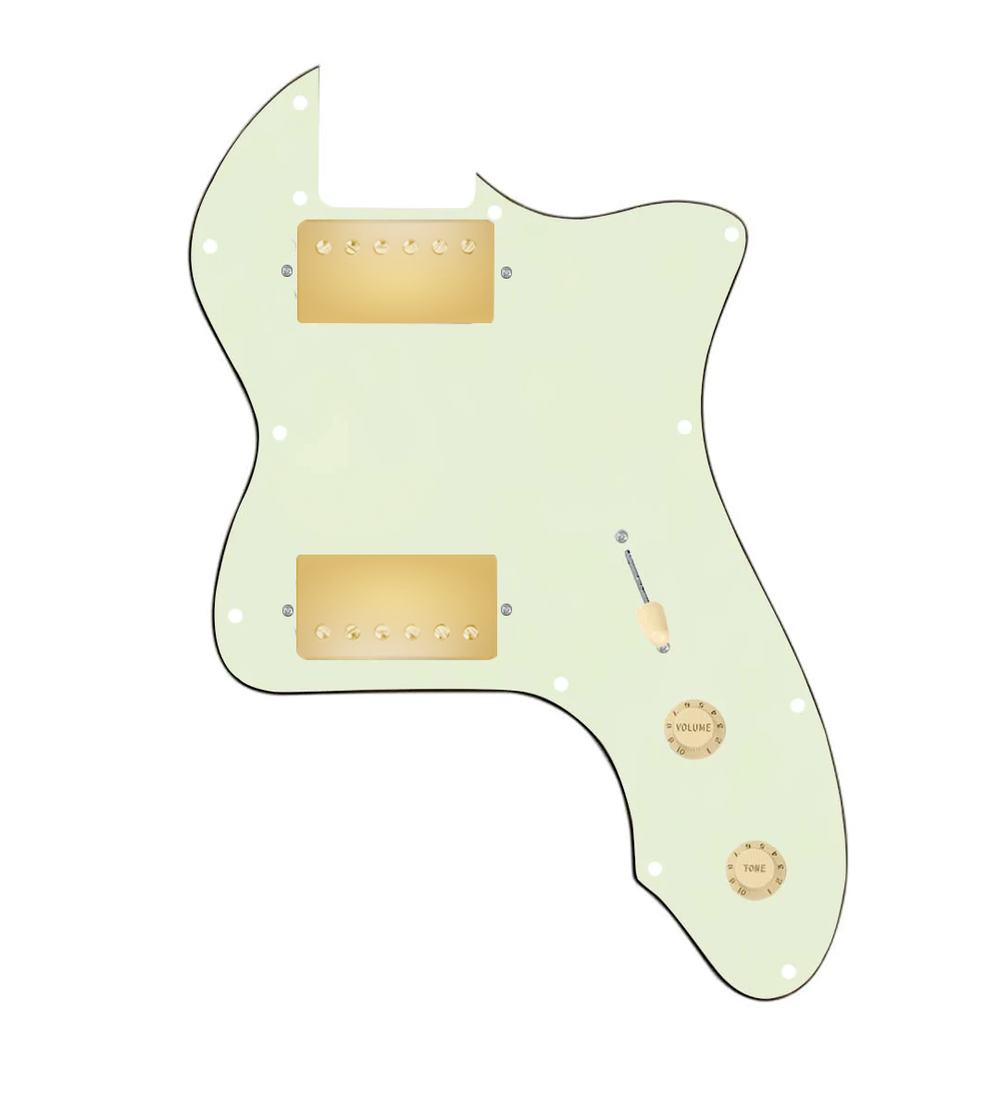920D Custom 72 Thinline Tele Loaded Pickguard With Gold Smoothie Humbuckers, Aged White Knobs, and Mint Green Pickguard