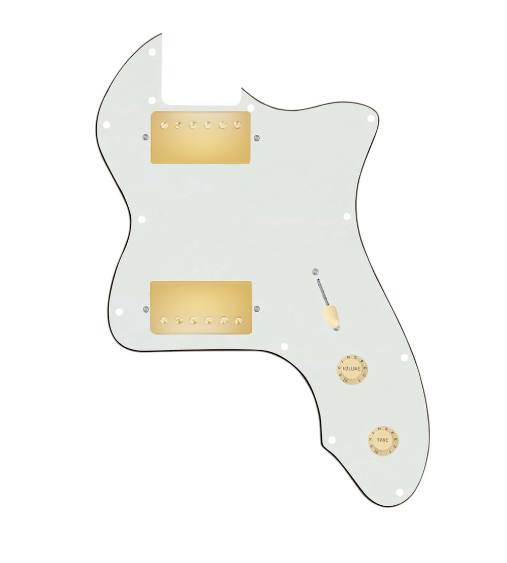 920D Custom 72 Thinline Tele Loaded Pickguard With Gold Smoothie Humbuckers, Aged White Knobs, and Parchment Pickguard