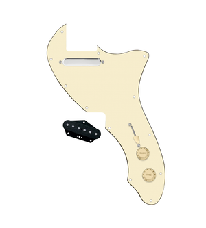 920D Custom 72 Thinline Tele Single Coil Loaded Pickguard With Texas Grit Pickups, Black Knobs, and Aged White Pickguard