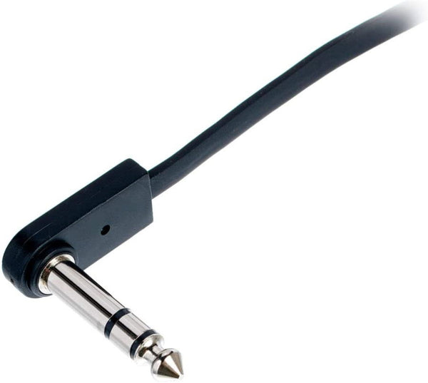 EBS Stereo TRS-TRS Flat Right Angle Patch Jumper Cable, 28 centimeters