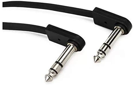 EBS Stereo TRS-TRS Flat Right Angle Patch Jumper Cable, 28 centimeters