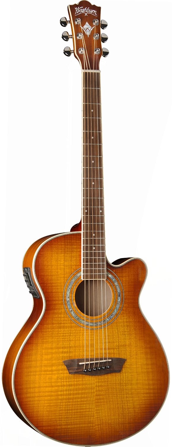 Wahsburn Festival EA15ATB Mini Jumbo Cutaway Acoustic-Electric - Ice Tea Burst