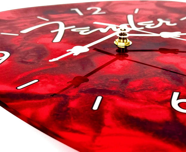 Fender Guitars Pick Wall Clock, Home/Office Musician Gift, Red