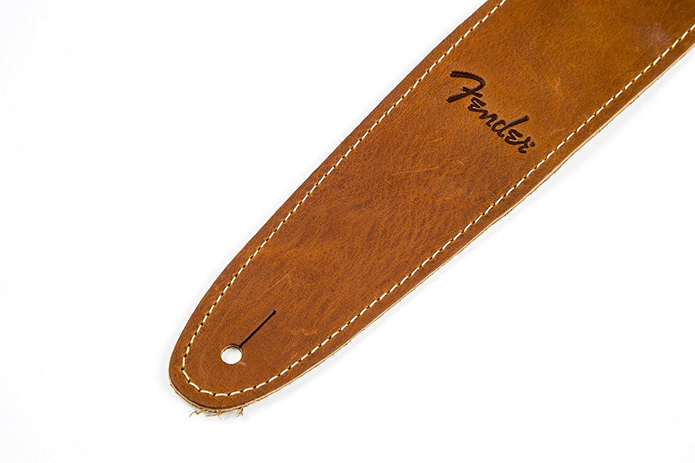 Genuine Fender 2.5" Wide Ball Glove Leather Adjustable Guitar Strap - Brown