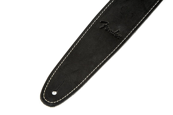 Genuine Fender 2.5" Wide Ball Glove Leather Adjustable Guitar Strap - Black